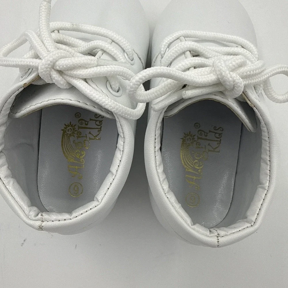 Algeria Kids Classic White Leather Lace Up Shoes Christening Dress Shoes Sz 6